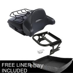 Black Chopped Pack Trunk Pad Mount Rack Fit For Harley Tour Pak Touring 97-08 06