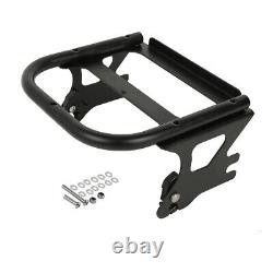 Black Chopped Pack Trunk Pad Mount Rack Fit For Harley Tour Pak Touring 97-08 06