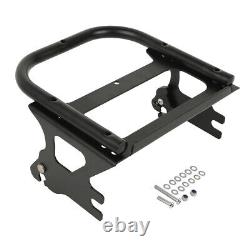 Black Chopped Pack Trunk Pad Mount Rack Fit For Harley Tour Pak Touring 97-08 06