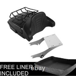 Black Chopped Pack Trunk Pad Mount Rack For Harley Tour Pak Touring Glide 97-08