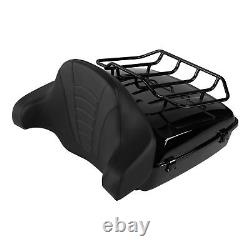 Black Chopped Pack Trunk Pad Mount Rack For Harley Tour Pak Touring Glide 97-08