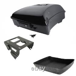 Black Chopped Pack Trunk Solo Mount Rack Fit For Harley Tour Pak Road King 14-23