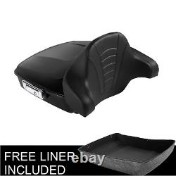 Black Chopped Pack Trunk With Backrest Fit For Harley Tour Pak Touring Glide 14-21