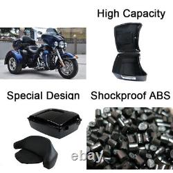 Black Chopped Trunk Backrest & 2Up Mount Fits For Harley Tour Pak Touring 97-08
