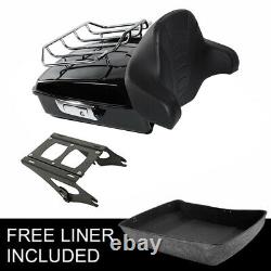 Black Chopped Trunk Backrest Luggage Rack Fit For Harley Tour Pak Touring 14-Up