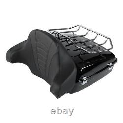 Black Chopped Trunk Backrest Luggage Rack Fit For Harley Tour Pak Touring 14-Up