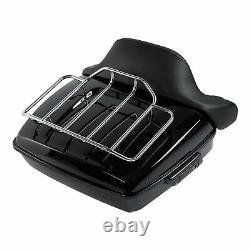 Black Chopped Trunk Backrest Luggage Rack Fit For Harley Touring Tour Pak 14-Up