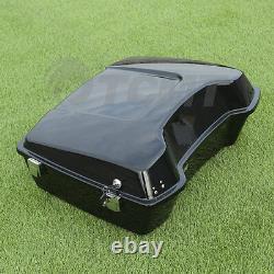 Black Chopped Trunk Backrest+Luggage Rack For Harley Touring Tour Pak Pack 97-13