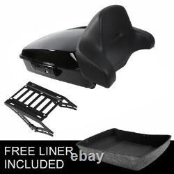 Black Chopped Trunk Backrest Mount Fit For Harley Tour Pak Electra Glide 2014-22