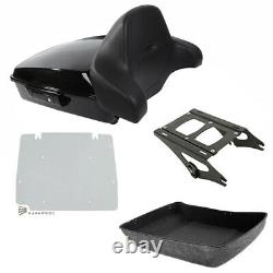Black Chopped Trunk Backrest Mount Plate Fit For Harley Tour Pak Touring 2014-Up