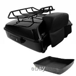 Black Chopped Trunk Backrest Rack Fit For Harley Tour Pak Touring FLHT 2014-2022