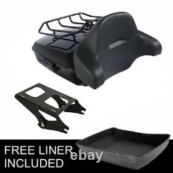 Black Chopped Trunk Backrest Rack Fit For Harley Tour Pak Touring FLHX 2014-2022