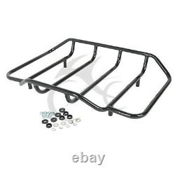 Black Chopped Trunk Backrest Rack Fit For Harley Tour Pak Touring FLHX 2014-2022