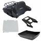 Black Chopped Trunk Backrest Rack With Plate Fit For Harley Tour Pak Touring 14-22