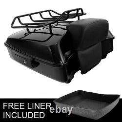 Black Chopped Trunk Backrest Top Rack Fit For Harley Road Glide Tour Pak 2014-22