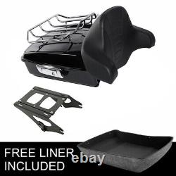 Black Chopped Trunk Backrest Top Rack Fit For Harley Tour Pak Pack Touring 14-22