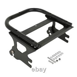Black Chopped Trunk Backrest Two Up Mount Rack Fit For Harley Tour Pak 1997-2008
