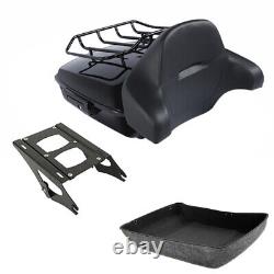 Black Chopped Trunk Backrest with Rack Fit For Harley Tour Pak Street Glide 14-22