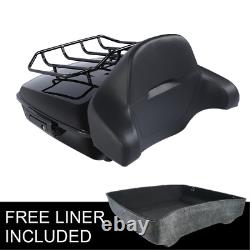 Black Chopped Trunk Pad Luggage Rack Fit For Harley Tour Pak Touring Glide 14-21