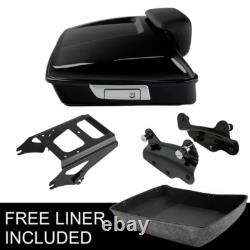 Black Chopped Trunk Pad Rack Docking Kit Fit For Harley Touring 2009-2013