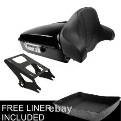 Black Chopped Trunk Pad With Mount Rack Fit For Harley Tour Pak Touring 2014-2022