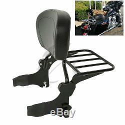 Black Detachable Backrest Sissy Bar & Luggage Rack Fit For Harley Touring Models