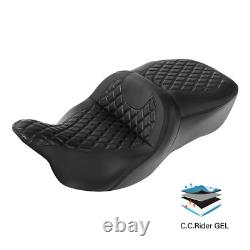 Black Driver Passenger Gel Seat Fit For Harley Touring Electra Tri Glide 2009-23