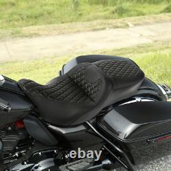 Black Driver Passenger Gel Seat Fit For Harley Touring Electra Tri Glide 2009-23