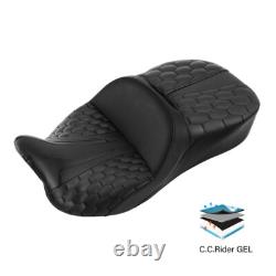 Black Driver Passenger Gel Seat Fit For Harley Touring Road Street Glide 09-23
