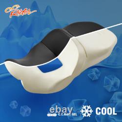 Black Driver Passenger Gel Seat Fit For Harley Touring Road Street Glide 09-23