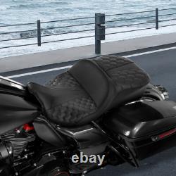 Black Driver Passenger Gel Seat Fit For Harley Touring Road Street Glide 09-23