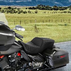 Black Driver Passenger Gel Seat Fit For Harley Touring Road Street Glide 09-23