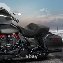 Black Driver Passenger Gel Seat Fit For Harley Touring Road Street Glide 09-23