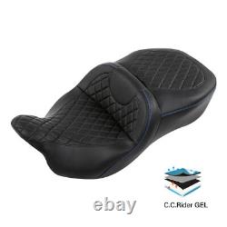 Black Driver Passenger Gel Seat Fit For Harley Touring Street Road Glide 09-2023