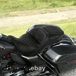 Black Driver Passenger Gel Seat Fit For Harley Touring Street Road Glide 09-2023