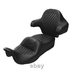 Black Driver Passenger Seat & Backrest Pad Fit For Harley Touring Glide 09-2023