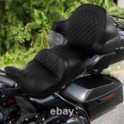 Black Driver Passenger Seat & Backrest Pad Fit For Harley Touring Glide 09-2023