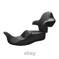 Black Driver Passenger Seat & Backrest Pad Fit For Harley Touring Glide 09-2023