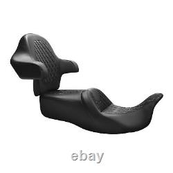 Black Driver Passenger Seat & Backrest Pad Fit For Harley Touring Glide 09-2023