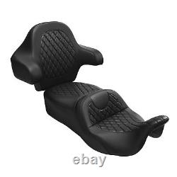 Black Driver Passenger Seat & Backrest Pad Fit For Harley Touring Glide 09-2023