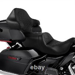 Black Driver Passenger Seat & Backrest Pad Fit For Harley Touring Glide 09-2023