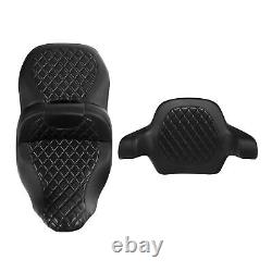 Black Driver Passenger Seat & Backrest Pad Fit For Harley Touring Glide 09-2023