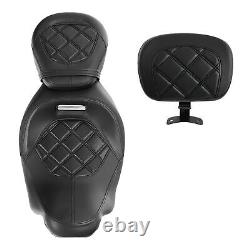 Black Driver Passenger Seat With Backrest Pad Fit For Harley Touring 2009-2023 US