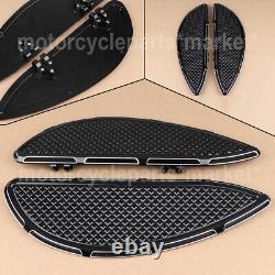 Black Driver Stretched Floorboards For Harley Touring Road King Glide Softail