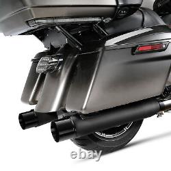 Black Dual Slip-On Mufflers Exhaust Pipes Fit For Harley Street Glide 17-23 19