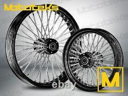 Black Fat Spoke Wheel 21x3.5 & 16x3.5 For Harley Touring Bagger Models 2000-2008