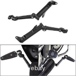 Black Frame Mounted Adjustable Highway Peg Mounts For Harley Touring 2009-2021