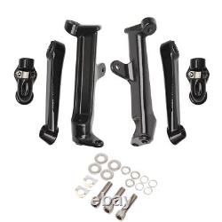 Black Frame Mounted Adjustable Highway Peg Mounts For Harley Touring 2009-2021