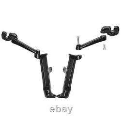 Black Frame Mounted Adjustable Highway Peg Mounts For Harley Touring 2009-2021