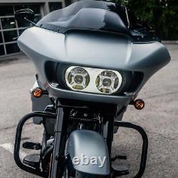 Black Front LED Dual Headlight Lamp Fit For Harley Touring Road Glide 2015-2023